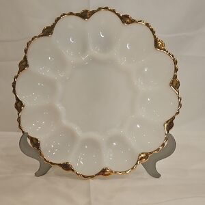 Luxurious Gold and Milk Glass Egg Tray